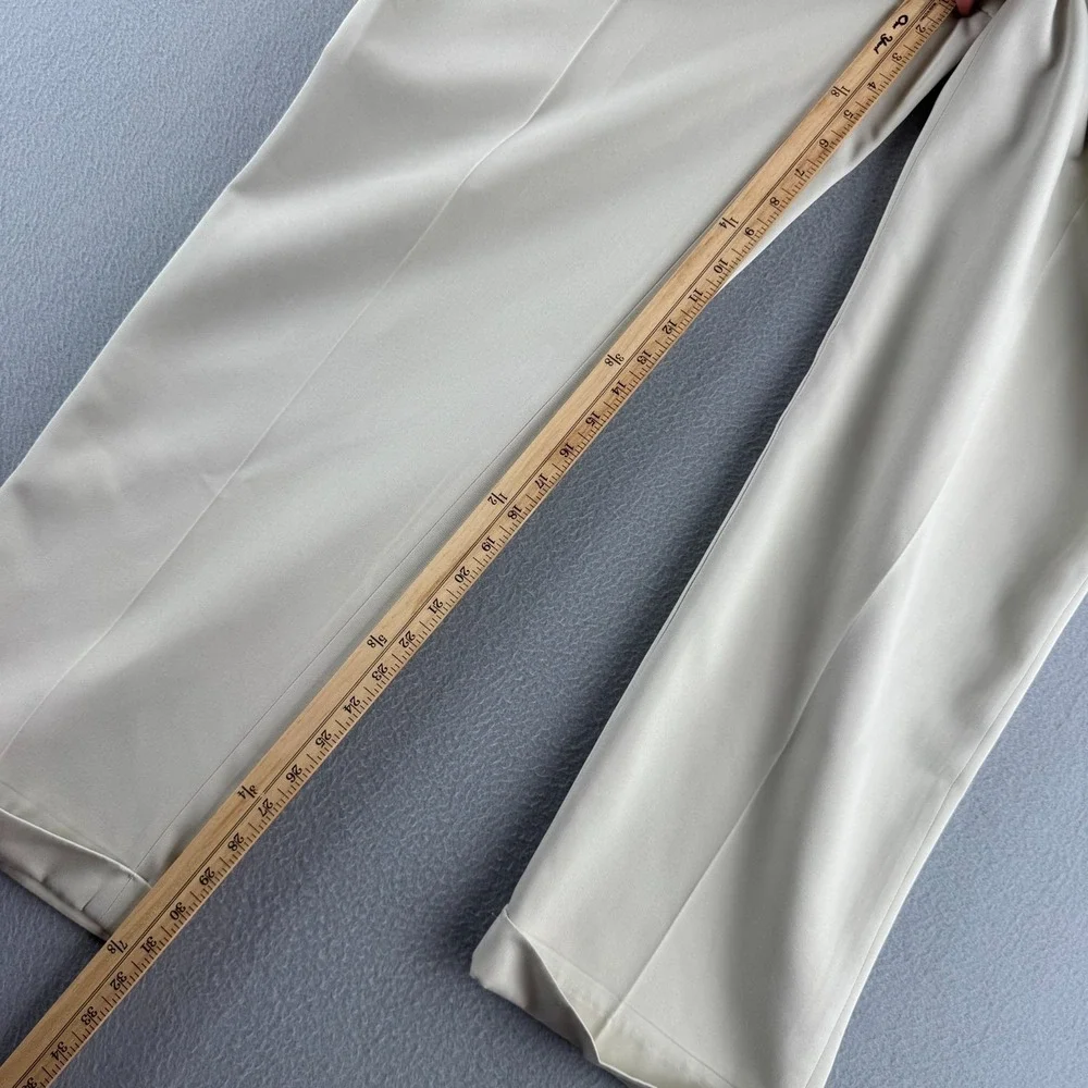 Vintage Polo Ralph Lauren Pants Mens Fits 35x31 Cream Rayon Blend Pleated Baggy
